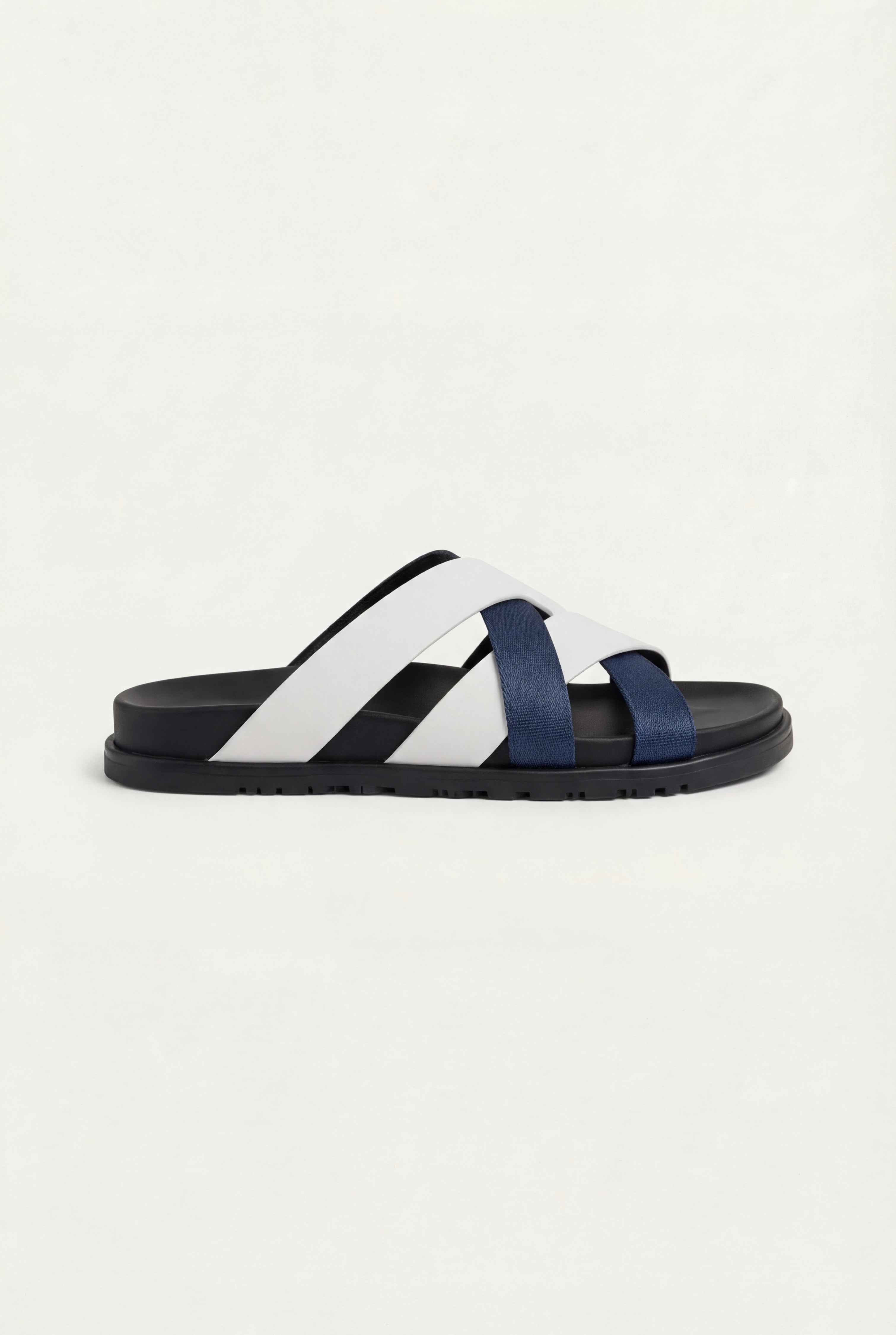 Amalfi Leather Sandal White Navy