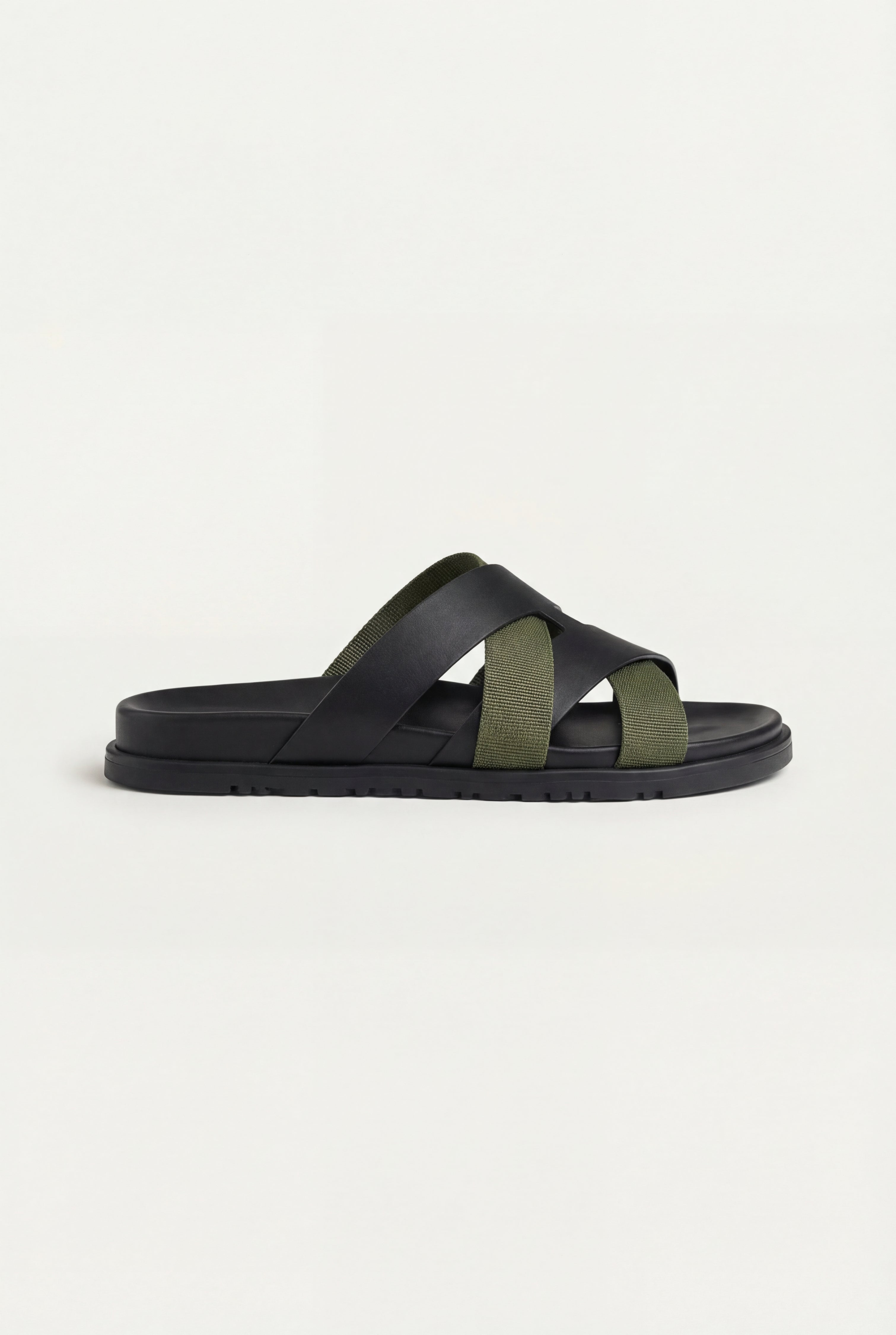 Amalfi Leather Sandal Black Olive