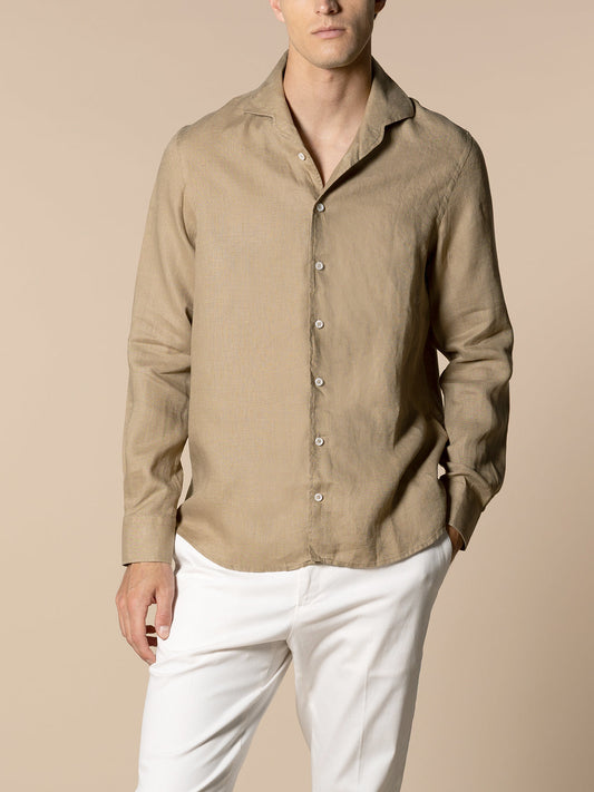 Linen Seaside Shirt Dark Taupe