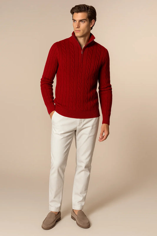 Delmare Cable Knit Burgundy
