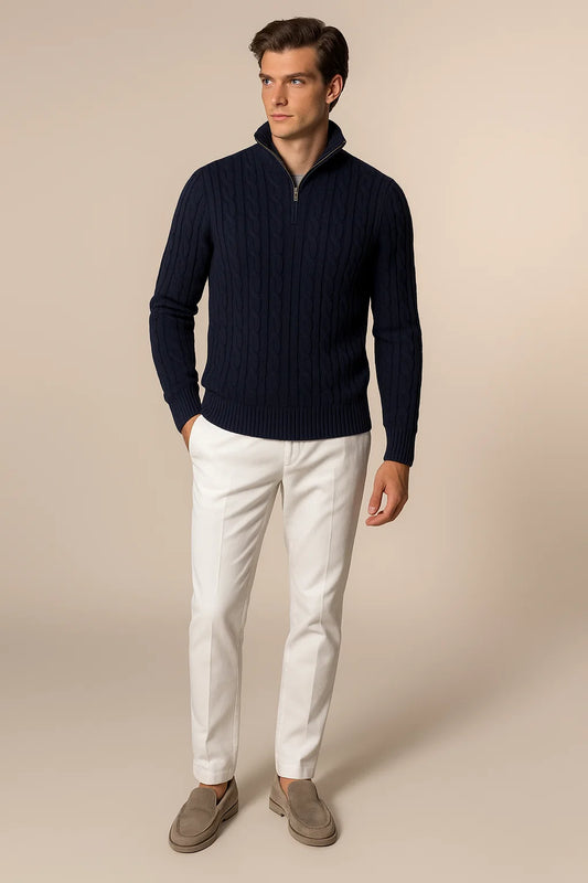 Delmare Cable Knit Navy