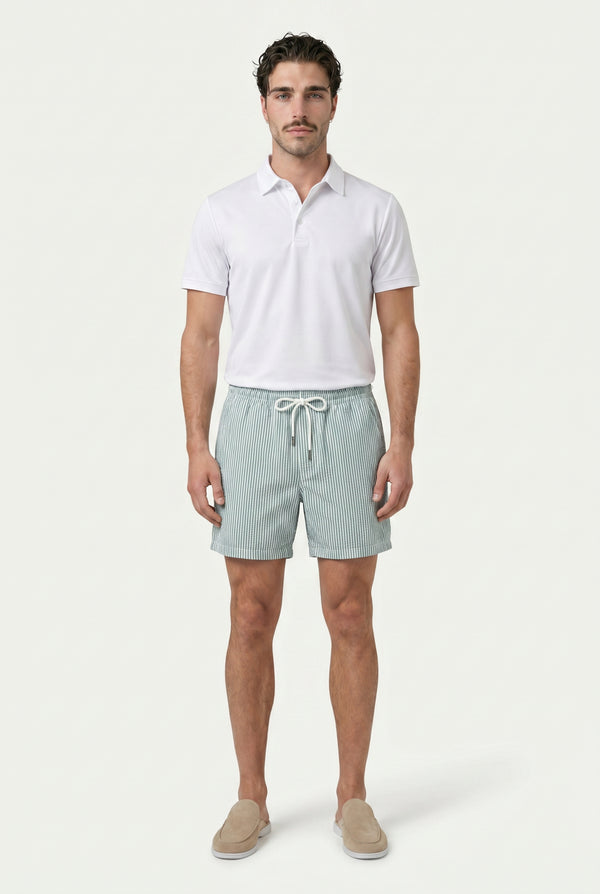 Amalfi Swim Short Green/White Stripe