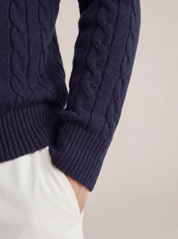 Corsaro Halve-Zip Wool Sweater Navy Blue