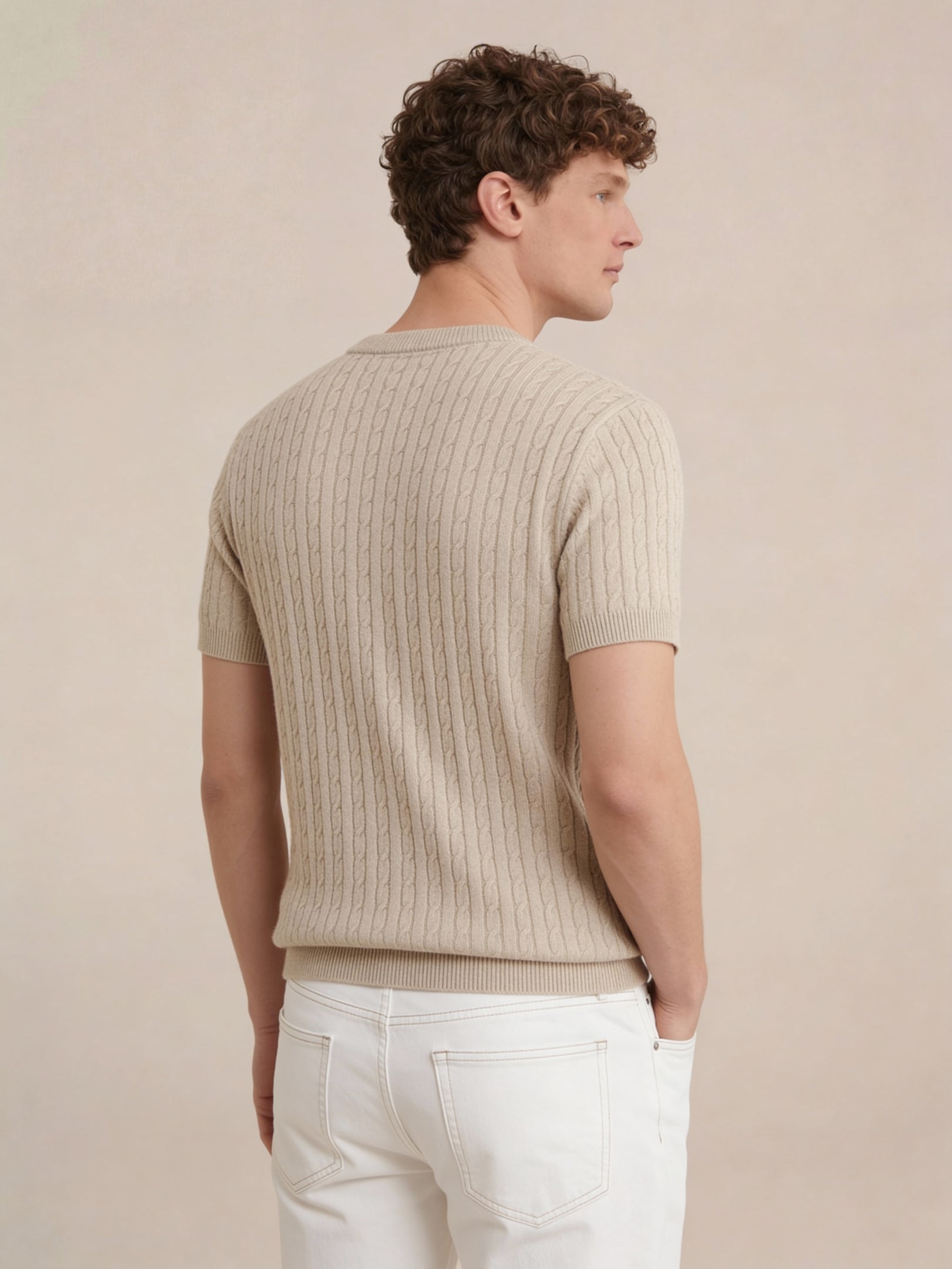 Nerano Cable Knit T-Shirt Beige