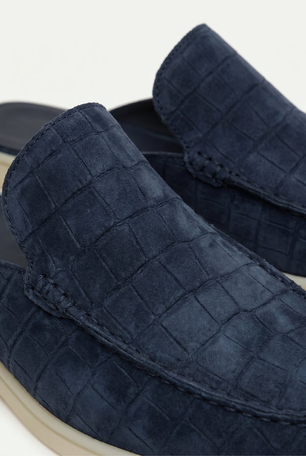 Yacht Mule Nubuck Crocodile Navy