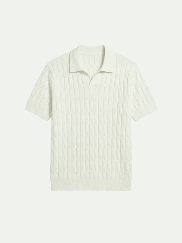 Positano Textured Knit Polo Beige