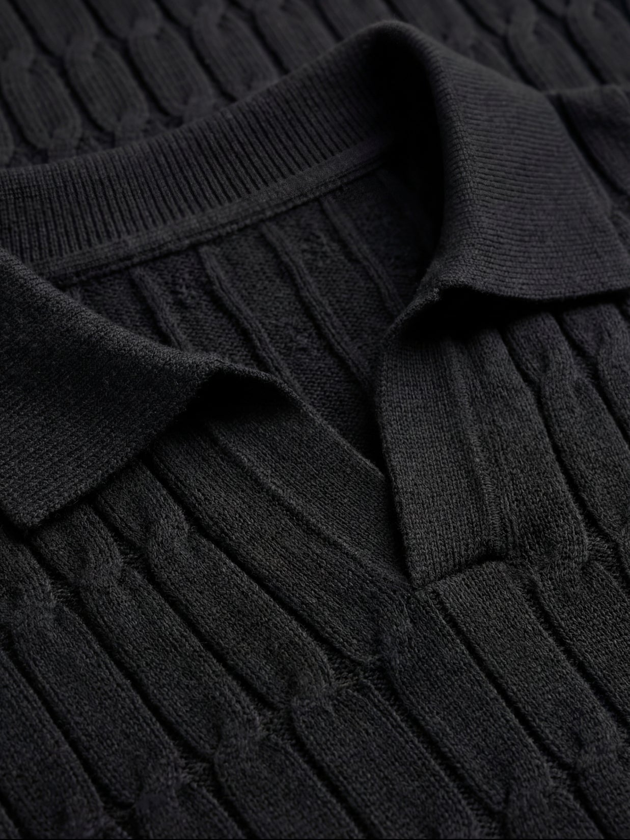 Positano Textured Knit Polo Black