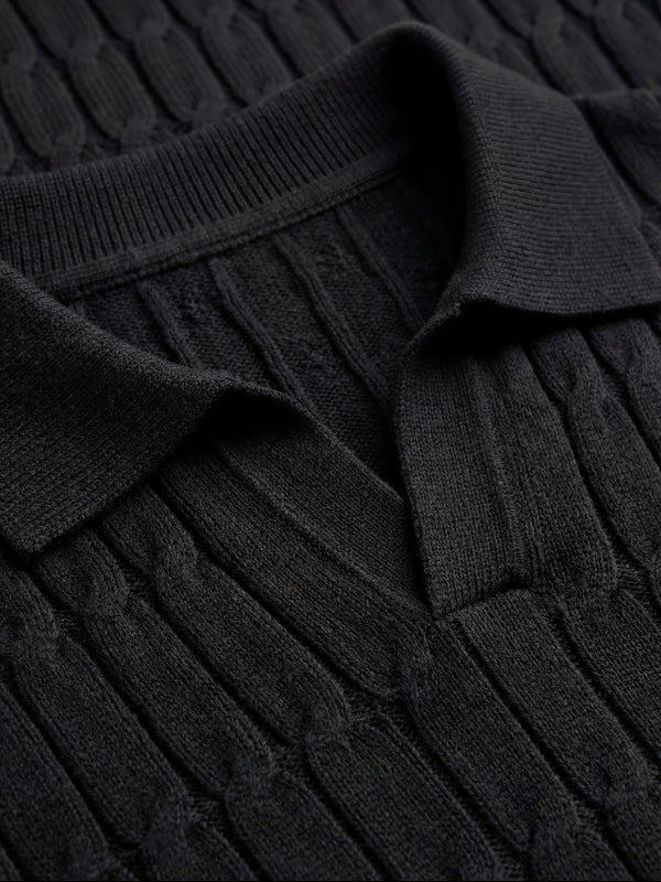 Positano Textured Knit Polo Black