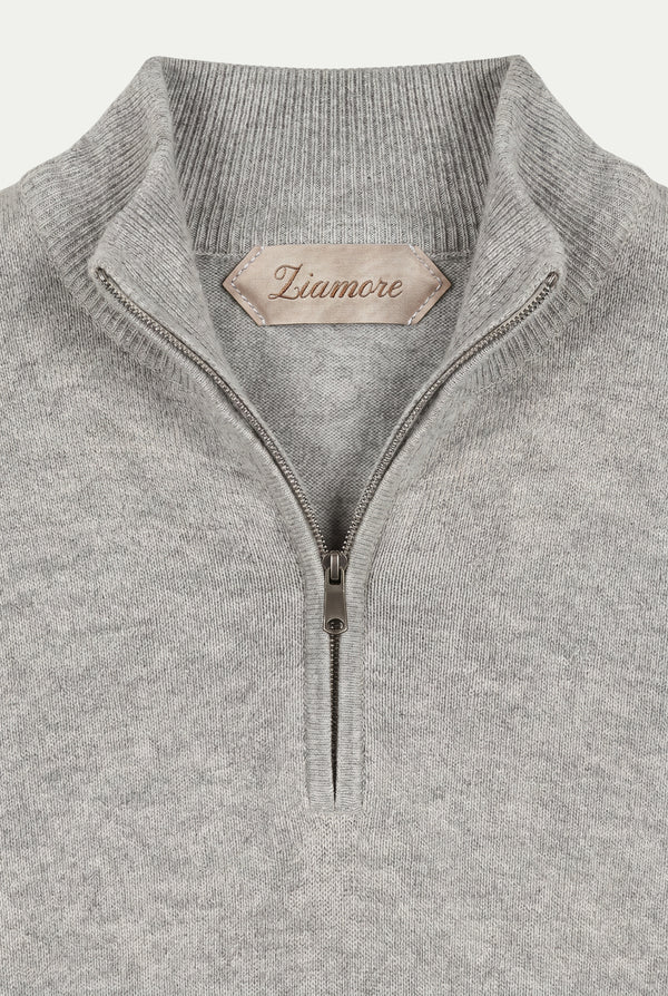 Merino Quarter Zip Grey Marl