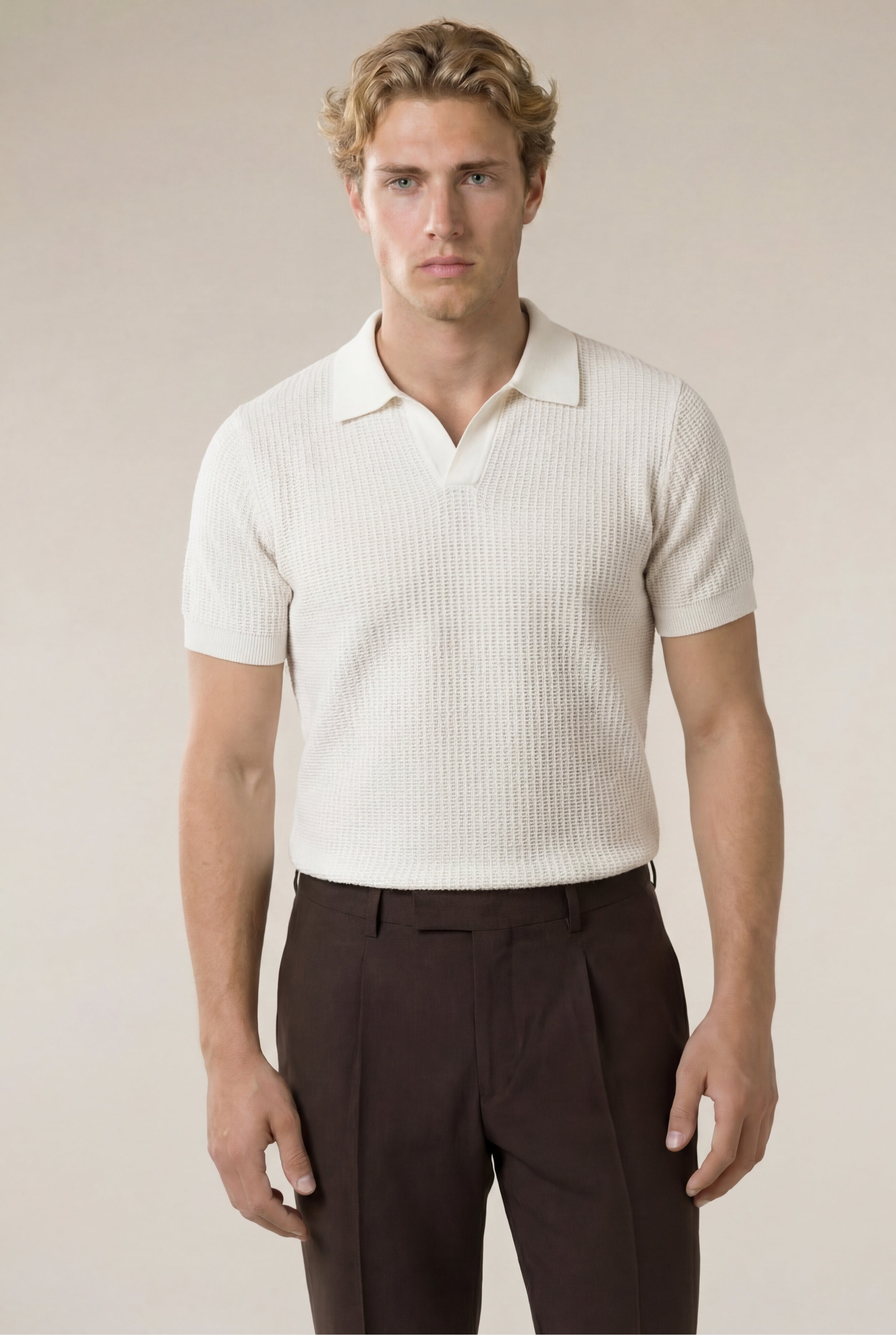Ravello Knit Polo Cream