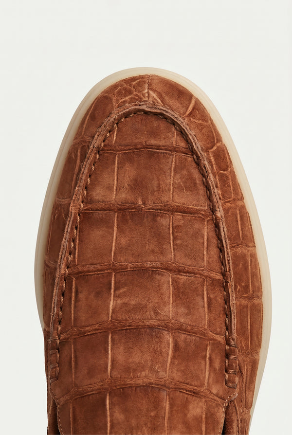 Yacht Mule Nubuck Crocodile Brown