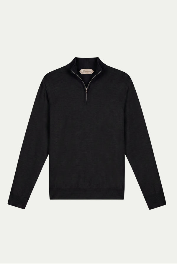 Merino Quarter Zip Black
