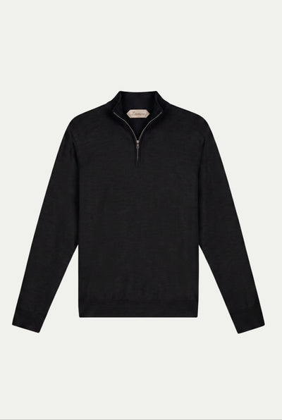 Merino Quarter Zip Black