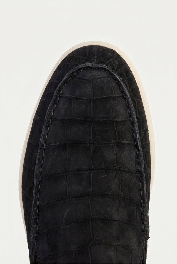 Yacht Mule Nubuck Crocodile Black