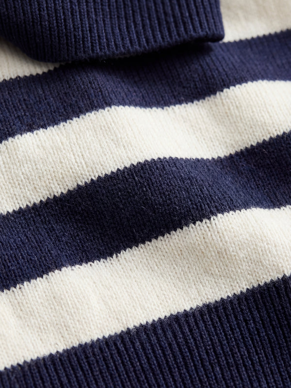 Ravello Ribbed Knit Polo White & Blue