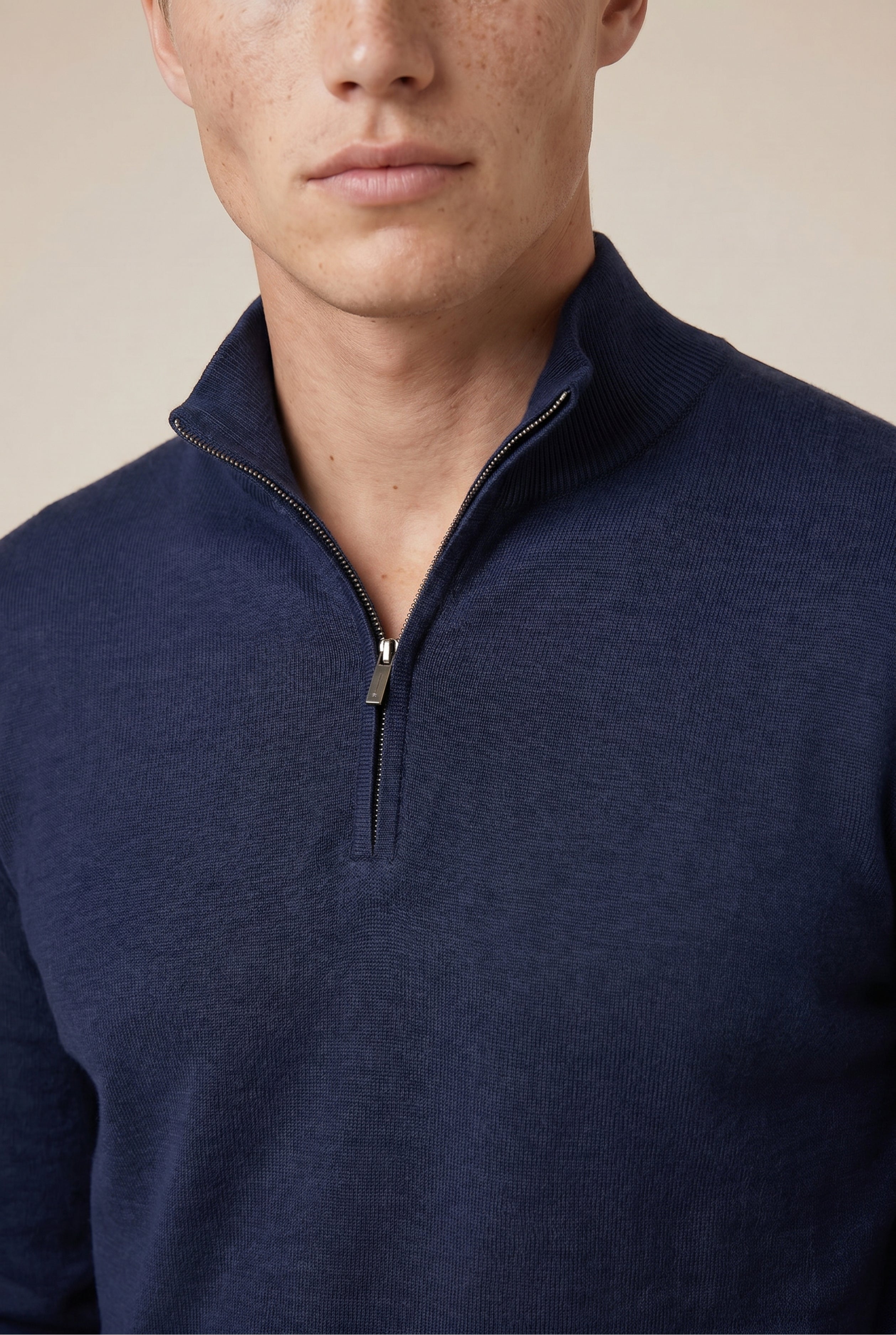 Merino Quarter Zip Navy
