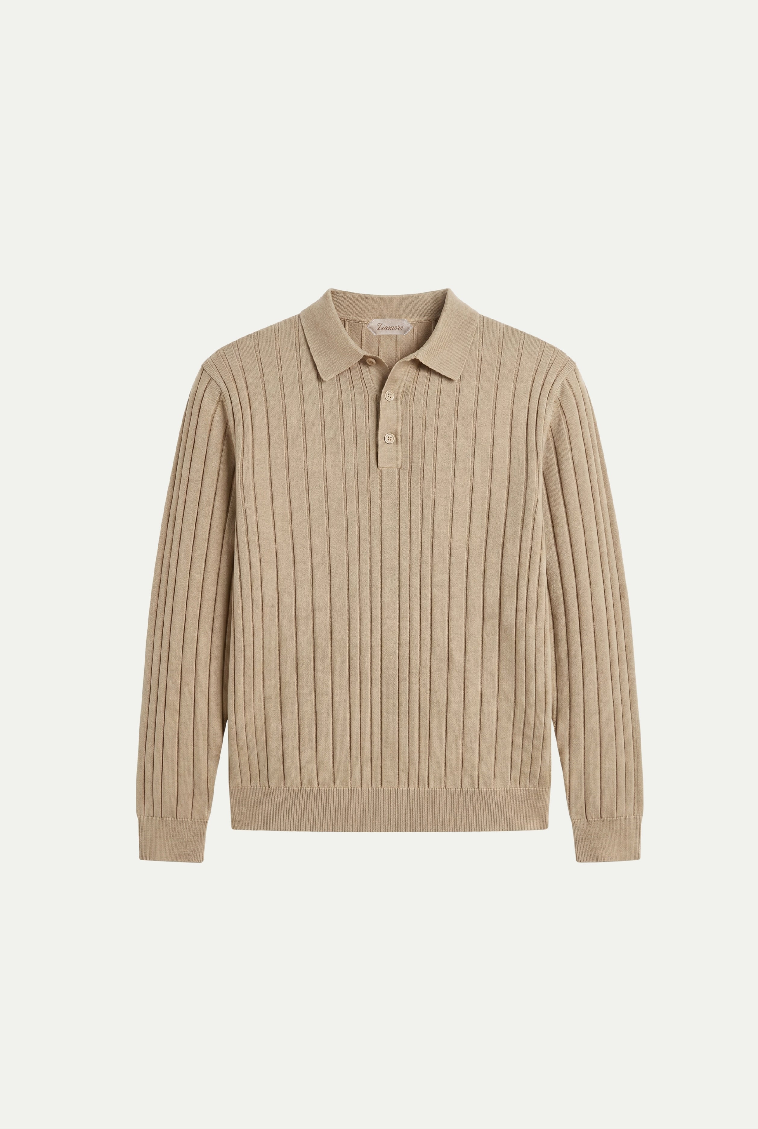 Extrafine Long Sleeve Polo Sand