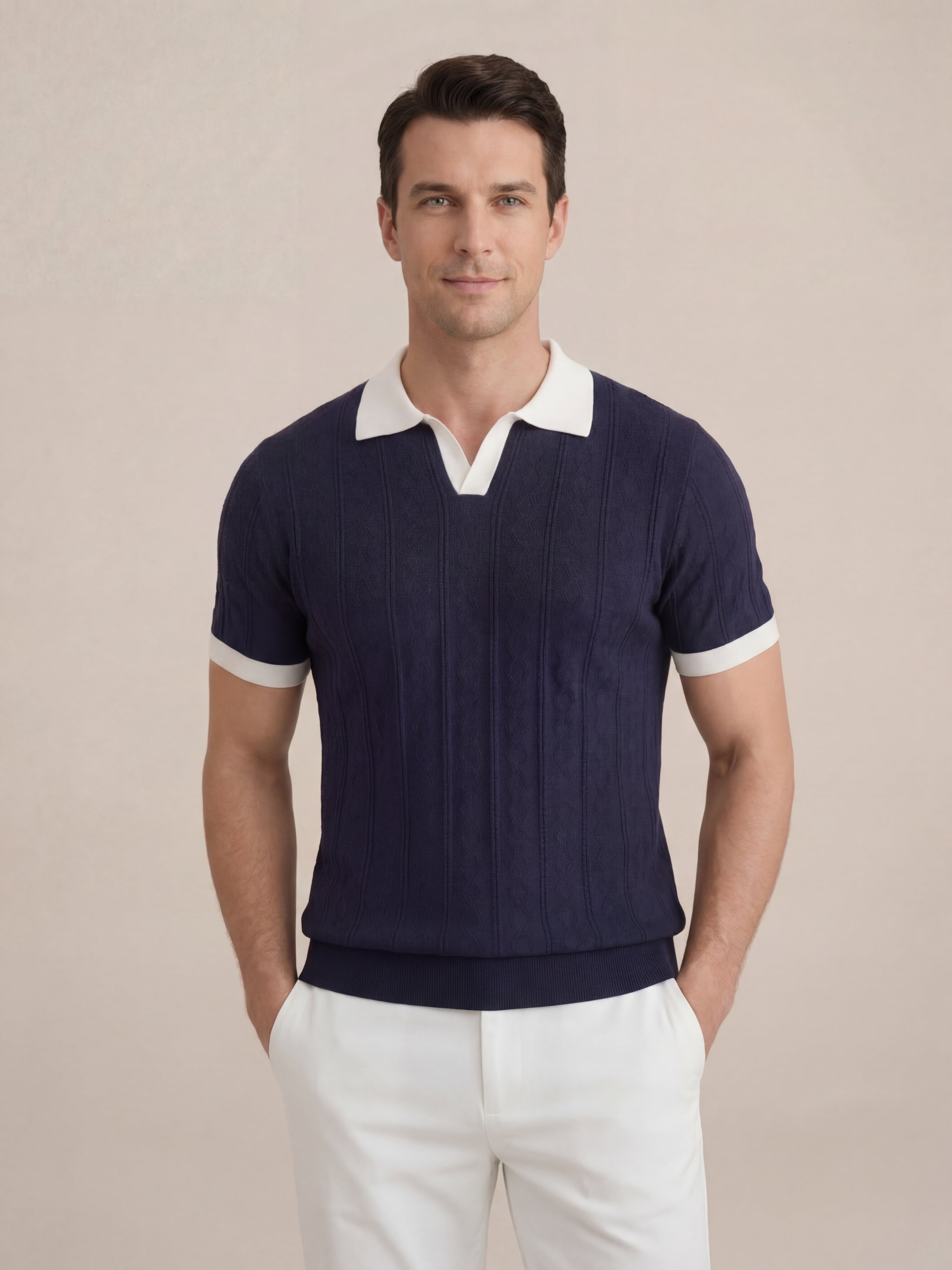Cabo Knit Polo Navy