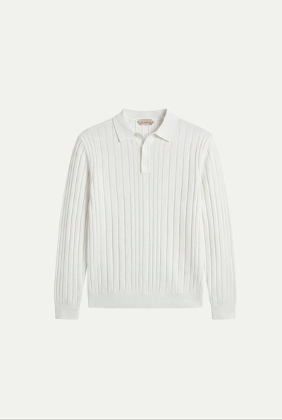 Extrafine Long Sleeve Polo White