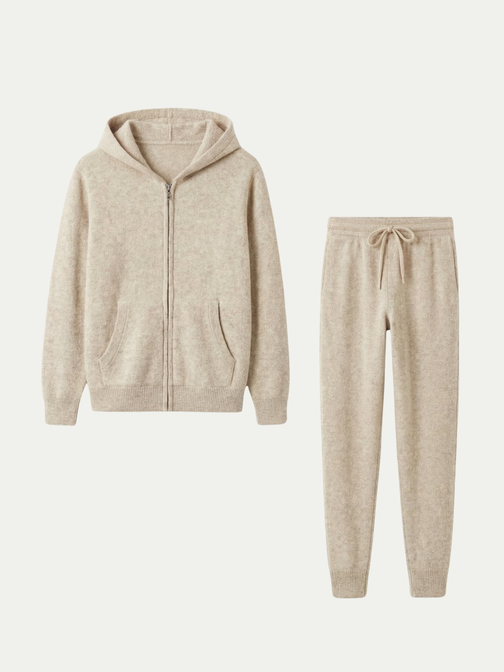 Ziamore Hooded Cashmere Set Beige