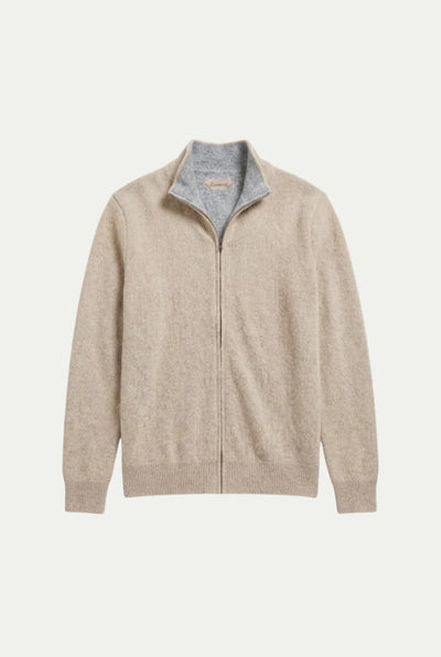 Sorrento Cashmere Full-Zip Knit Beige