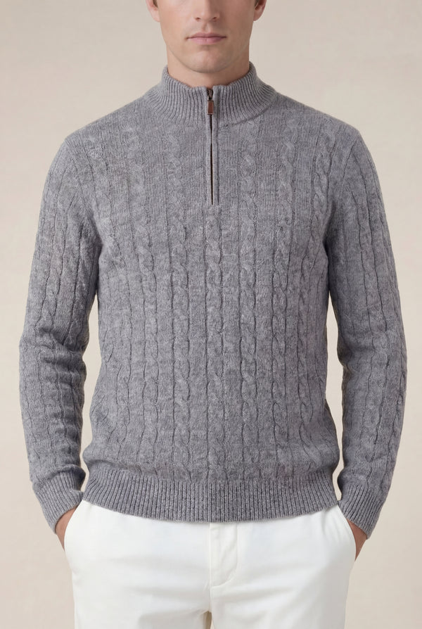 Como Cashmere Quarter Zip Dark Grey