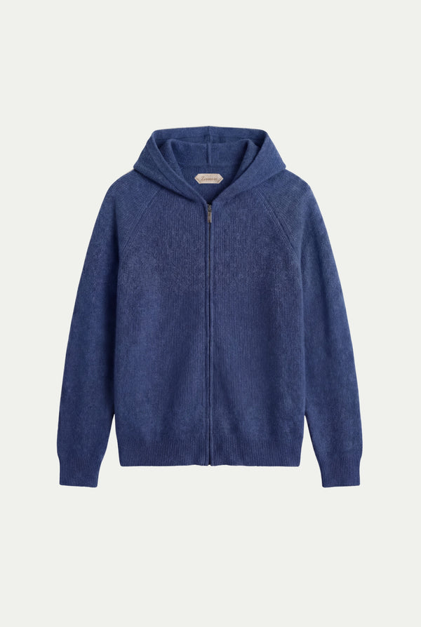 Cortina Cashmere Zip Hoodie Blue