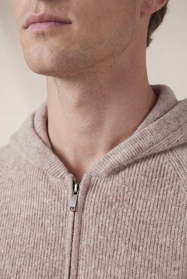 Cortina Cashmere Zip Hoodie Brown