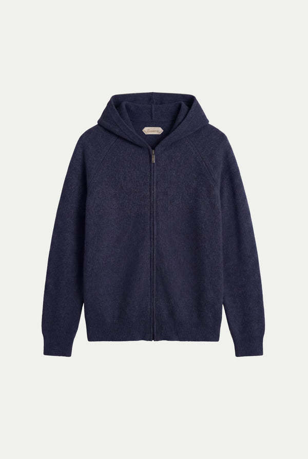 Cortina Cashmere Zip Hoodie Navy