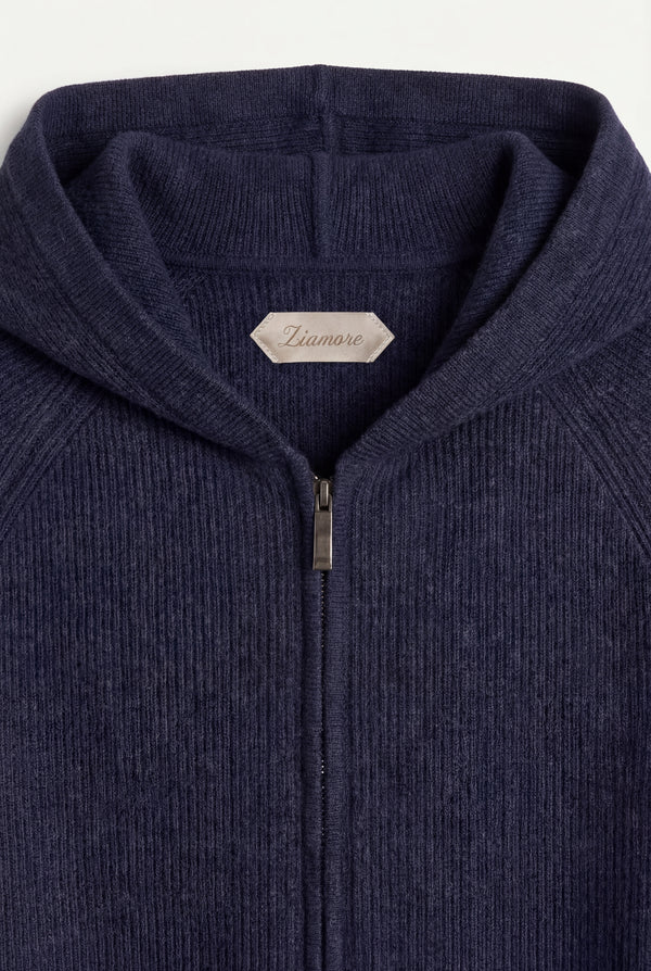 Cortina Cashmere Zip Hoodie Navy