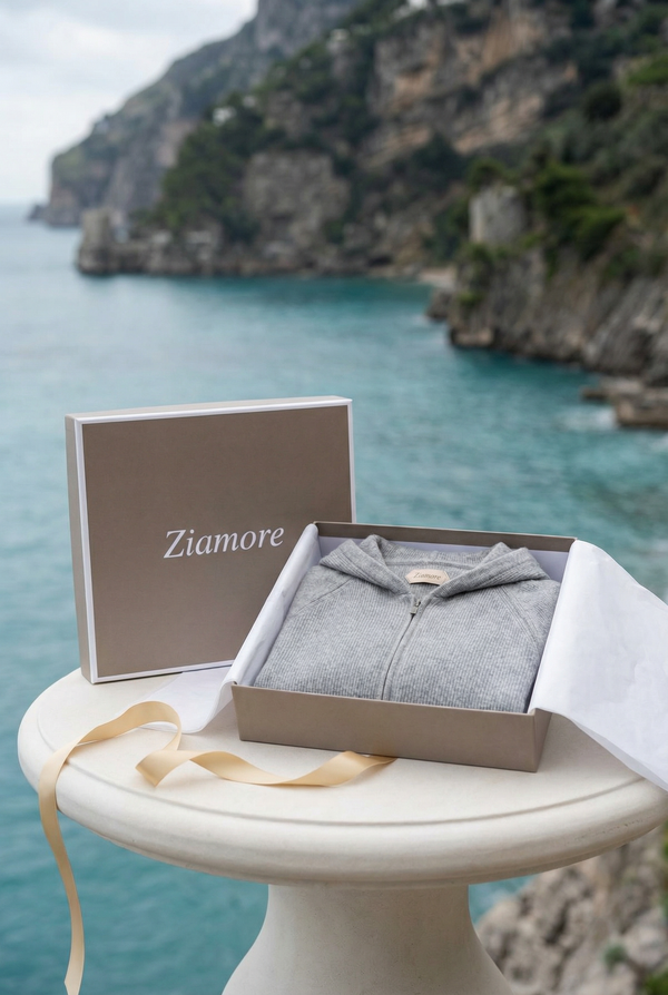 Cortina Cashmere Zip Hoodie Grey