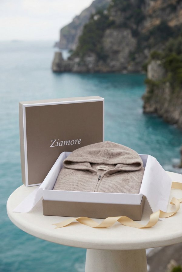 Cortina Cashmere Zip Hoodie Brown