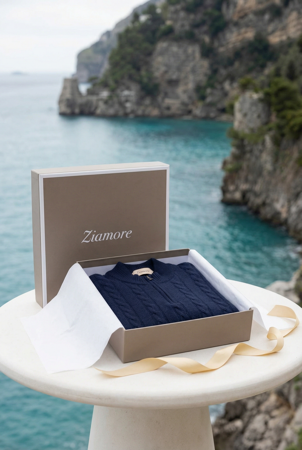 Como Cashmere Quarter Zip Navy