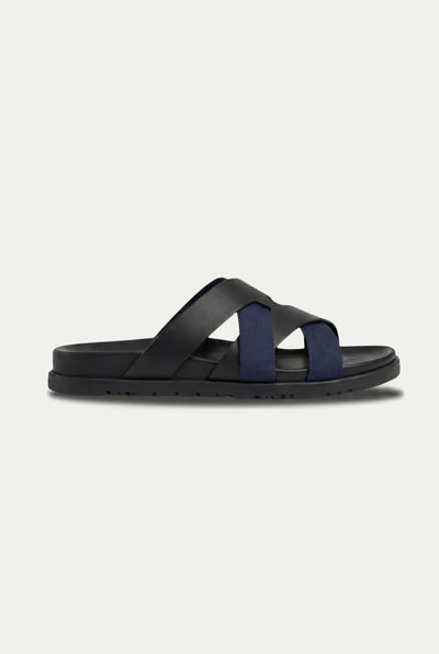 Amalfi Leather Sandal Black Navy