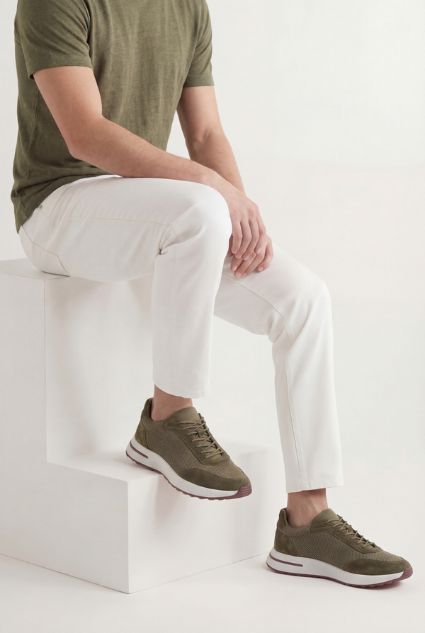Portofino Trainer Suede Olive Green