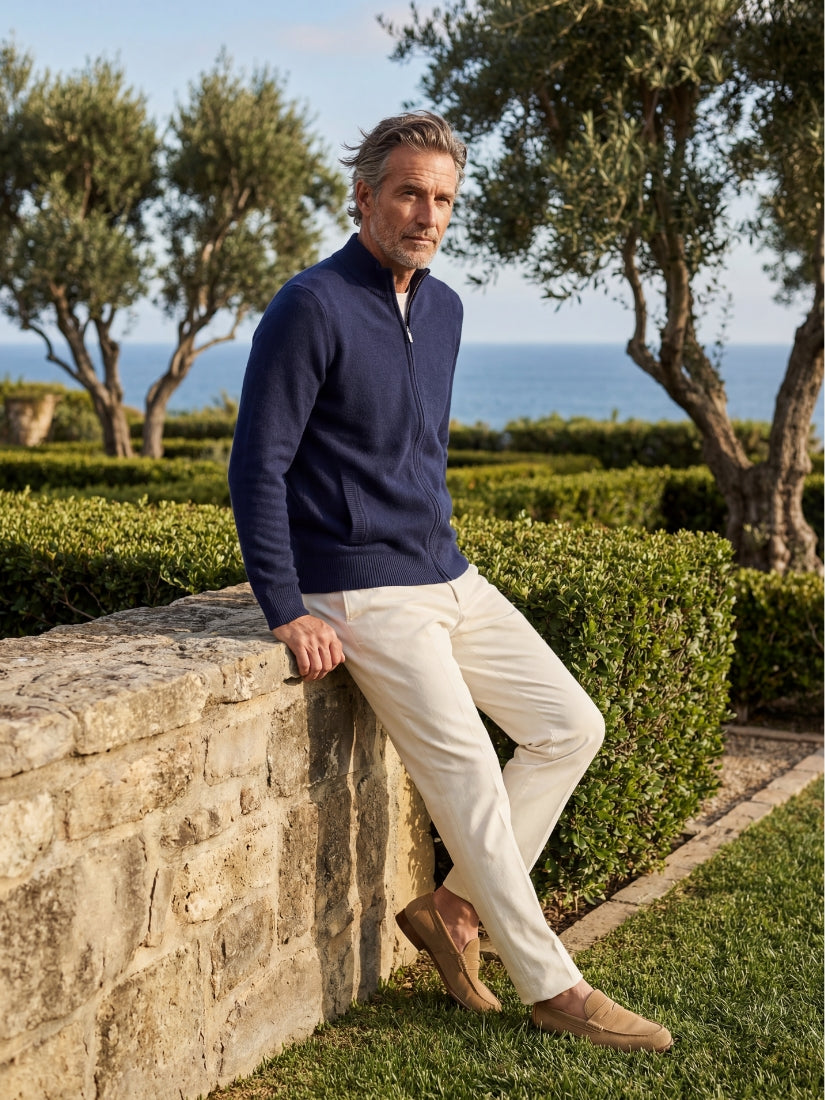 Ponza Full-Zip Knit Navy