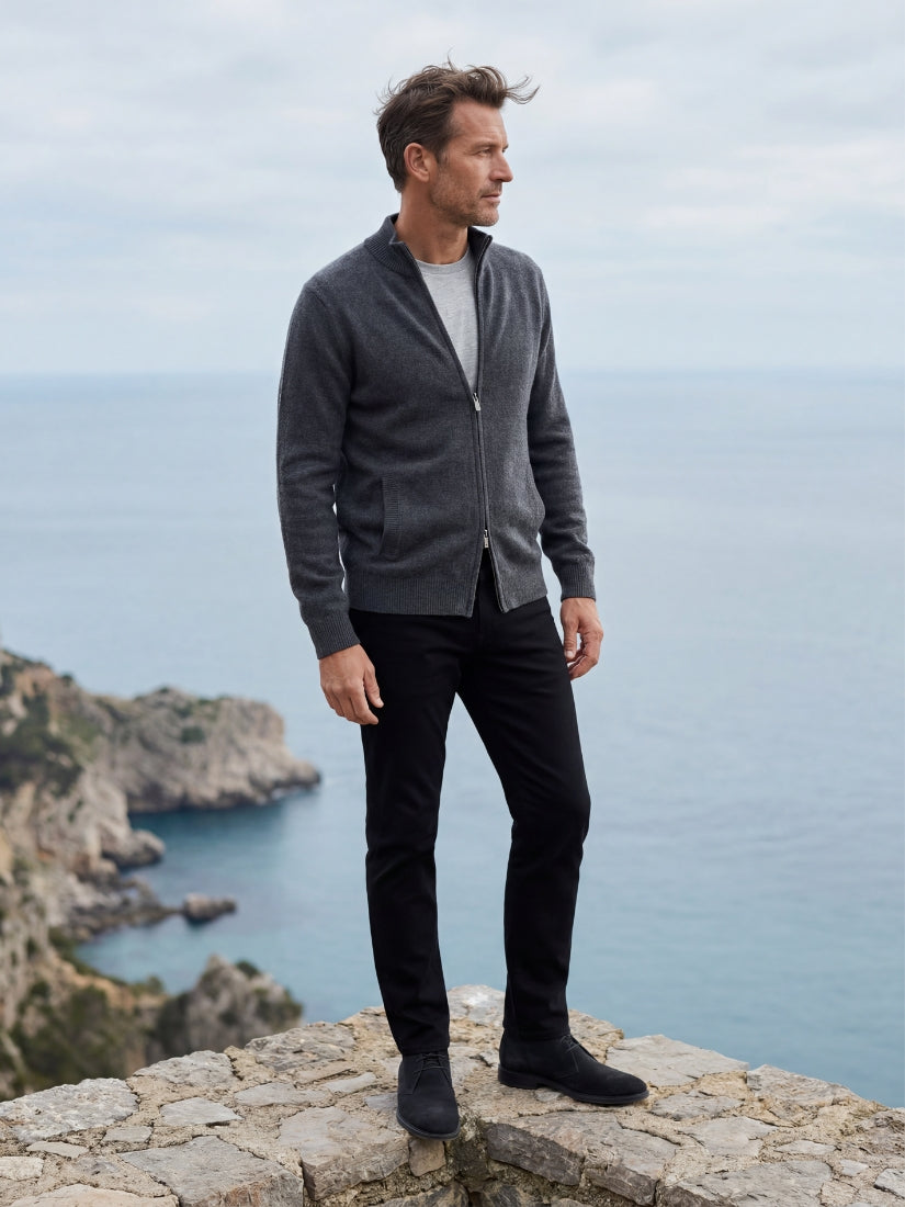 Ponza Full-Zip Knit Dark Grey