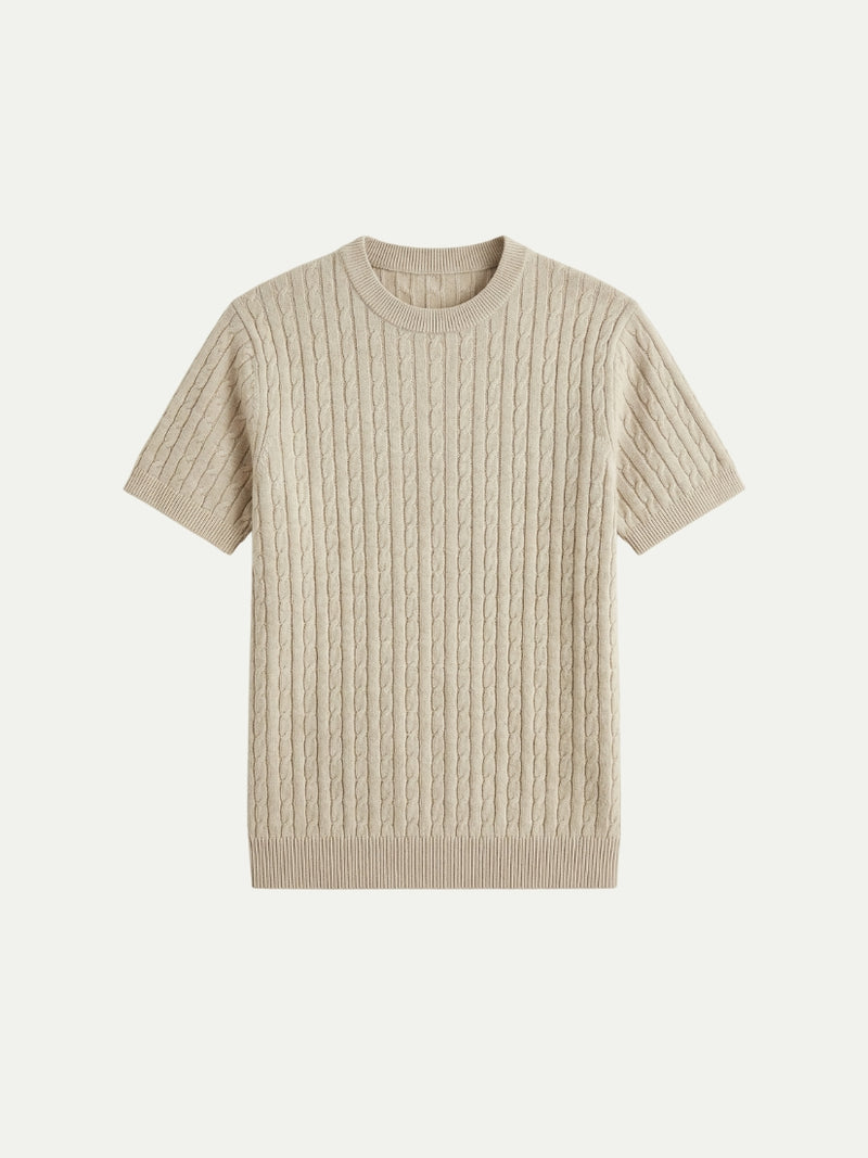 Nerano Cable Knit T-Shirt Beige