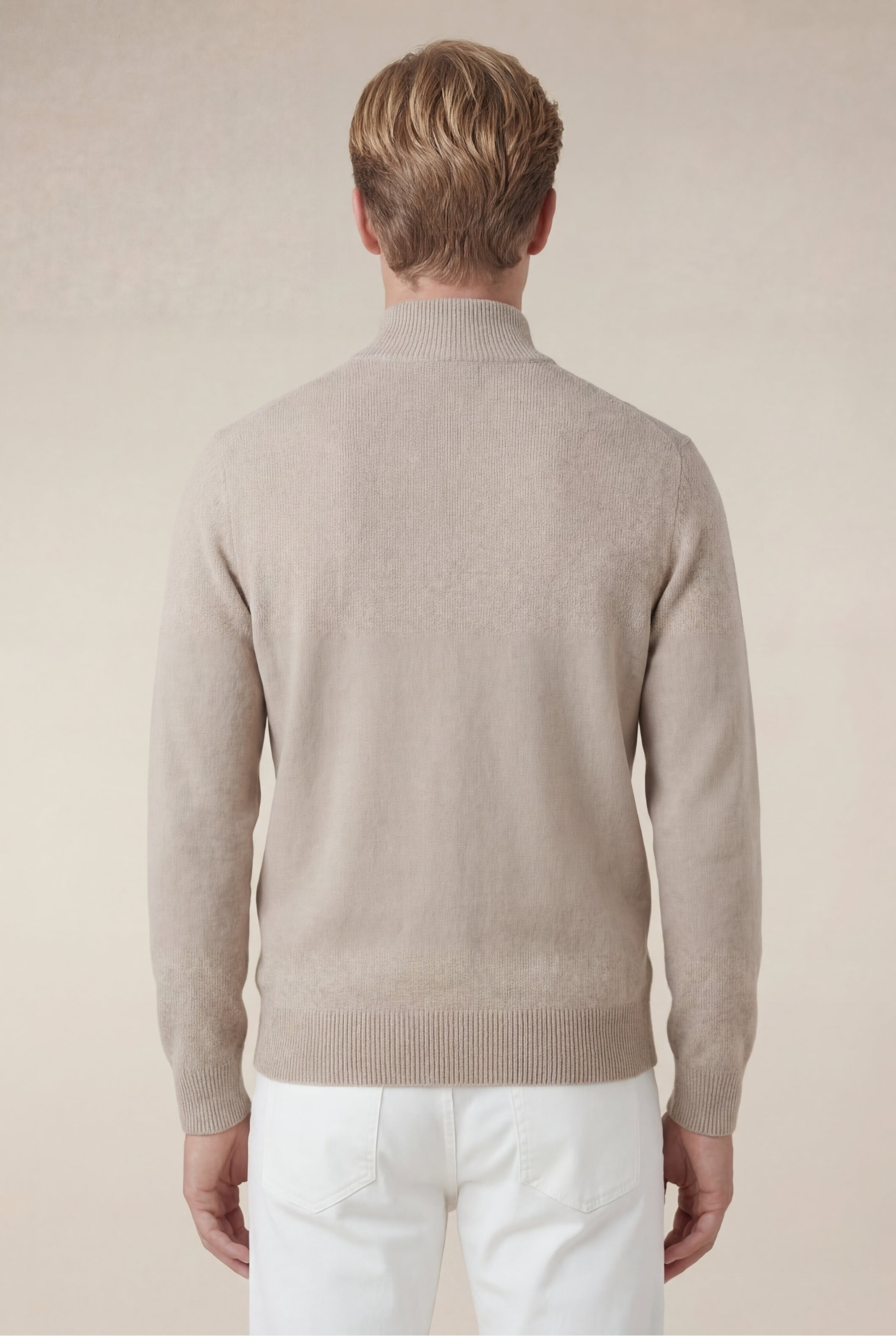 Sorrento Cashmere Full-Zip Knit Beige