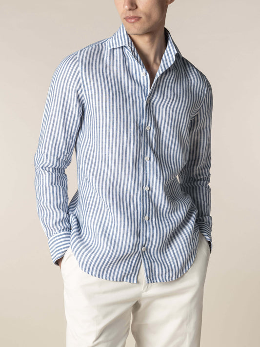 Linen Seaside Shirt Stripe  Navy