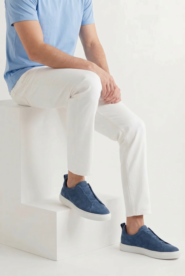 Monaco Suede Triple Stitch Sneaker Blue