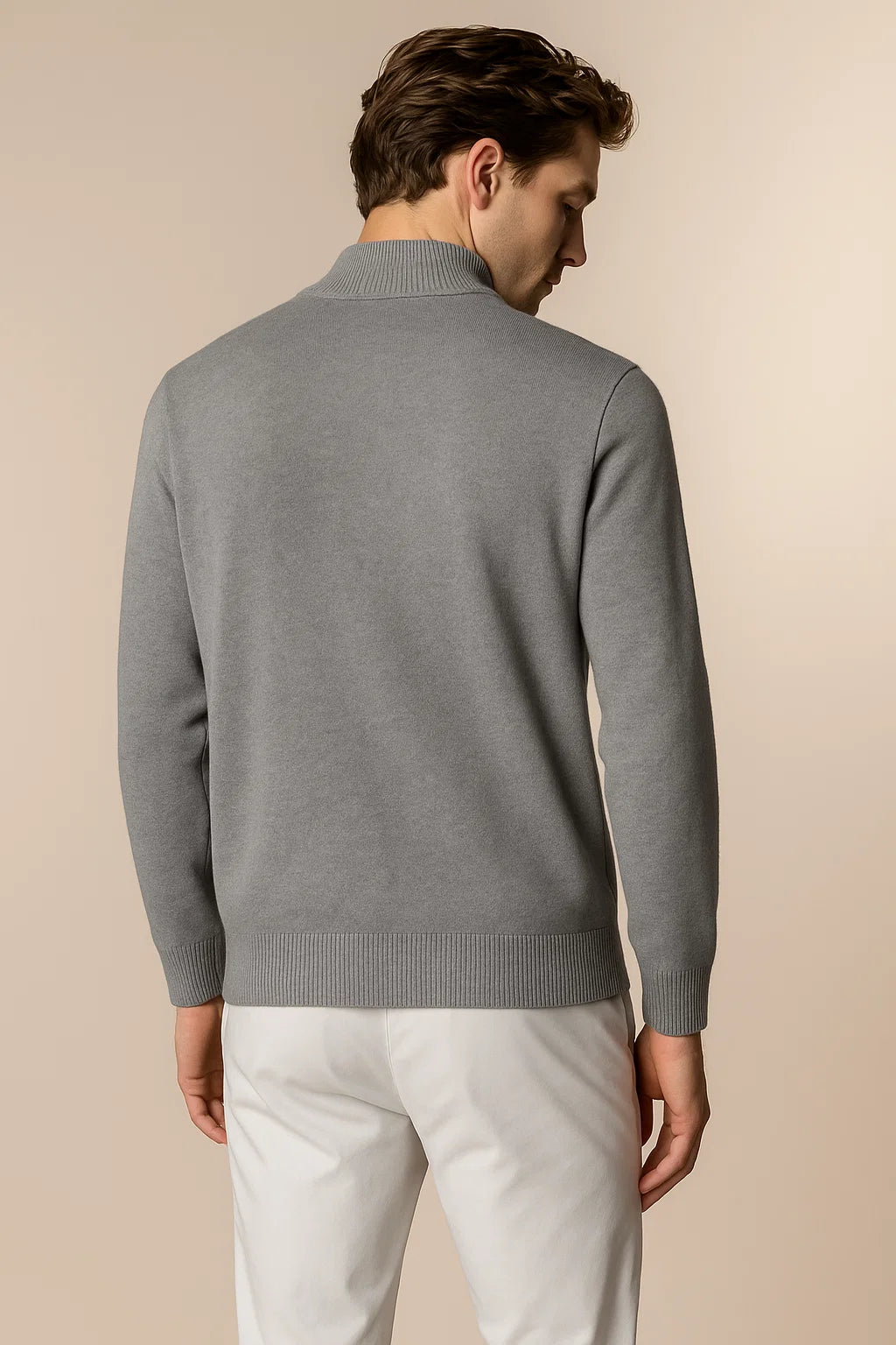 Sereno Merino Wool Zip Cardigan Grey