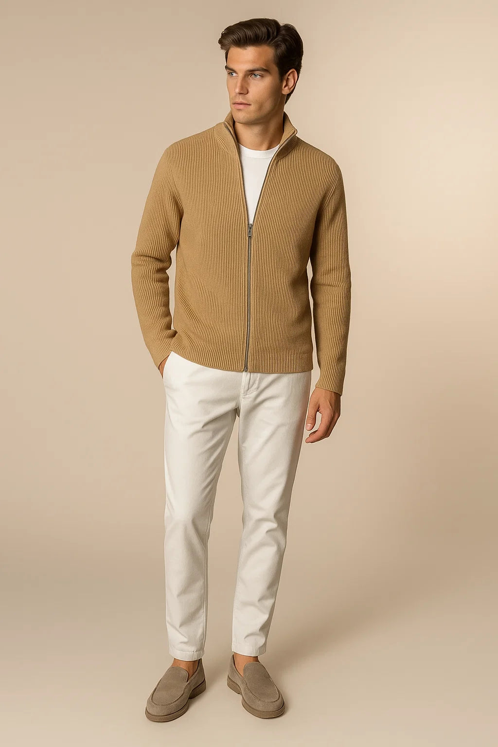 Lusciano Cashmere Cardigan Khaki