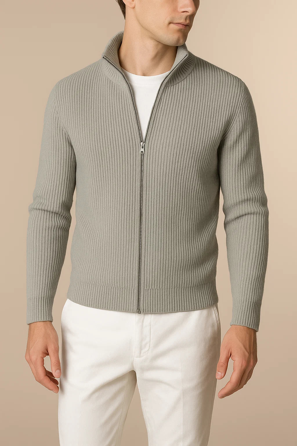 Lusciano Cashmere Cardigan Grey Green