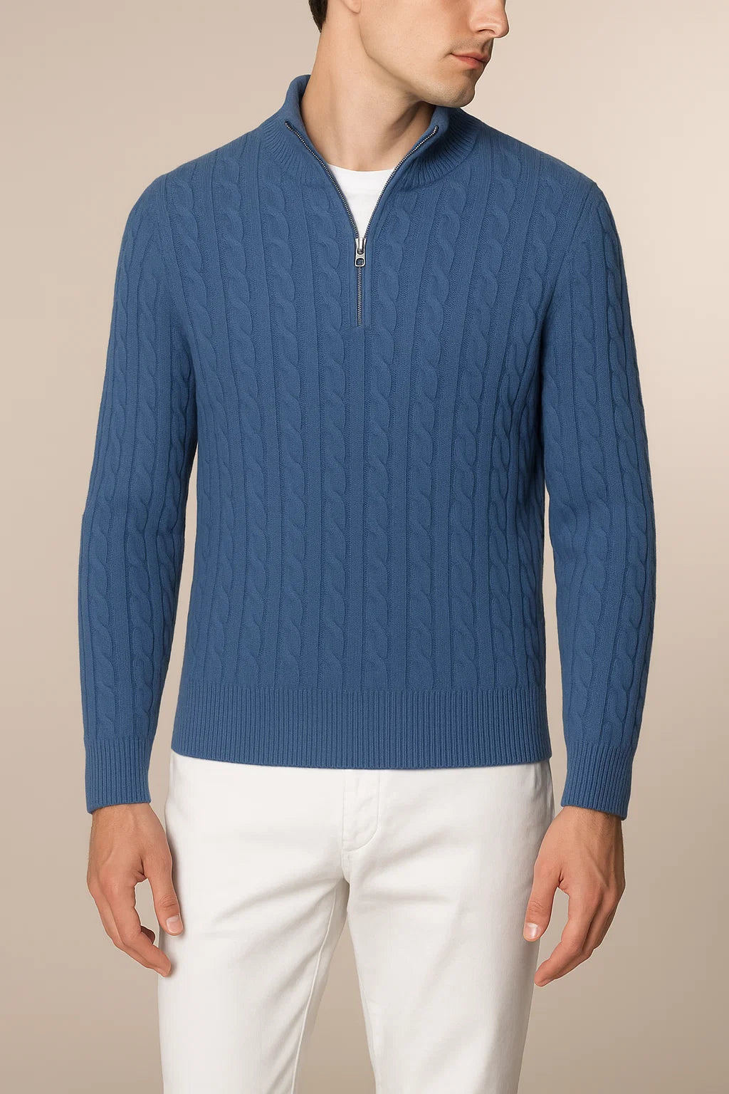 Varello Cashmere Half-Zip knit Blue