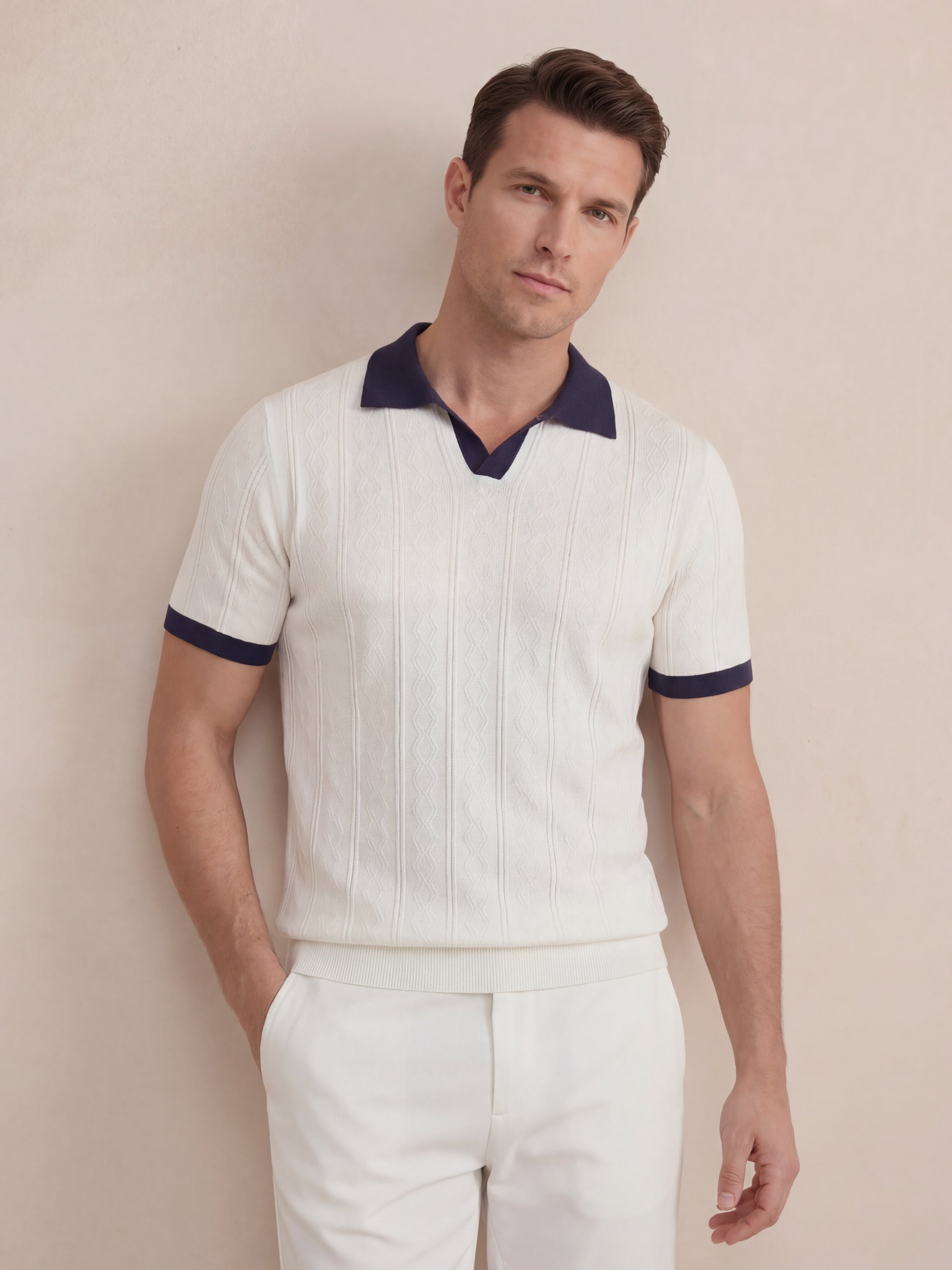 Cabo Knit Polo White
